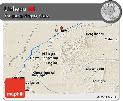 Shaded Relief Panoramic Map of Linhepu