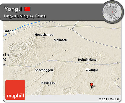 Shaded Relief Panoramic Map of Yongli
