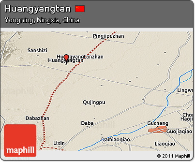 Shaded Relief Panoramic Map of Huangyangtan
