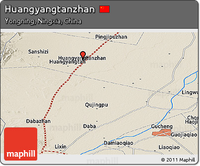 Shaded Relief Panoramic Map of Huangyangtanzhan