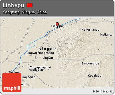 Shaded Relief Panoramic Map of Linhepu