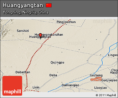 Shaded Relief Panoramic Map of Huangyangtan