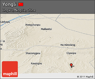 Shaded Relief Panoramic Map of Yongli