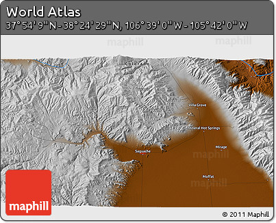 Physical 3D Map of the Area around 38° 9' 19" N, 106° 10' 30" W