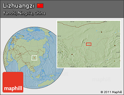 Savanna Style Location Map of Lizhuangzi, hill shading