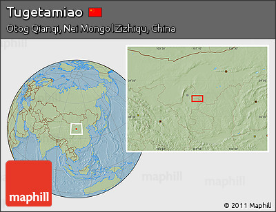 Savanna Style Location Map of Tugetamiao, hill shading