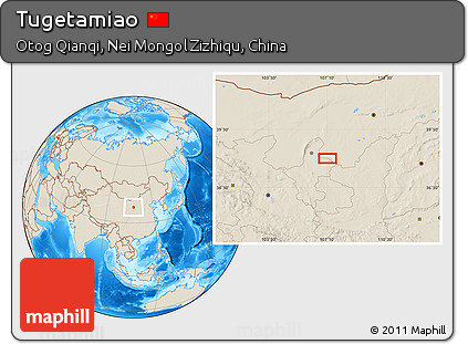 Shaded Relief Location Map of Tugetamiao