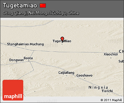 Shaded Relief Panoramic Map of Tugetamiao