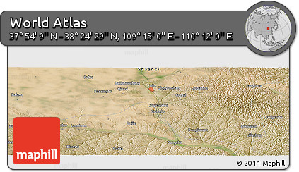 Satellite Panoramic Map of the Area around 38° 9' 19" N, 109° 43' 29" E