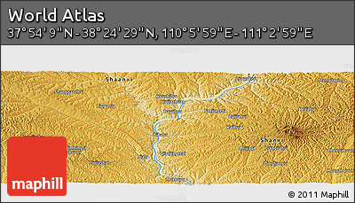 Physical Panoramic Map of the Area around 38° 9' 19" N, 110° 34' 29" E