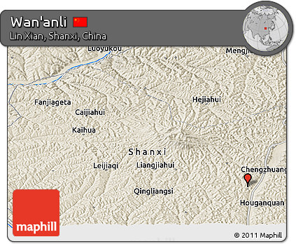 Shaded Relief Panoramic Map of Wan'anli