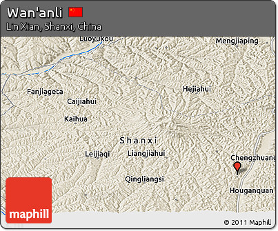 Shaded Relief Panoramic Map of Wan'anli