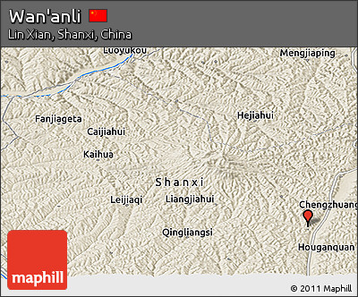 Shaded Relief Panoramic Map of Wan'anli