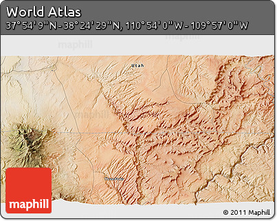 Satellite 3D Map of the Area around 38° 9' 19" N, 110° 25' 30" W