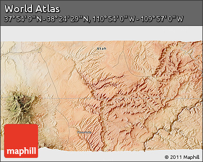 Satellite 3D Map of the Area around 38° 9' 19" N, 110° 25' 30" W