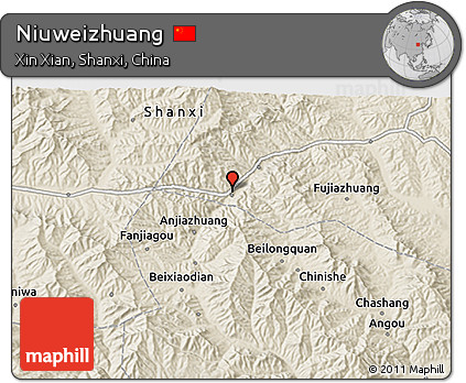Shaded Relief 3D Map of Niuweizhuang