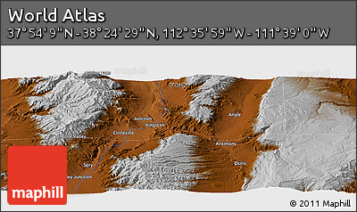 Physical Panoramic Map of the Area around 38° 9' 19" N, 112° 7' 30" W