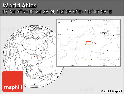 Blank Location Map of the Area around 38° 9' 19" N, 113° 7' 30" E