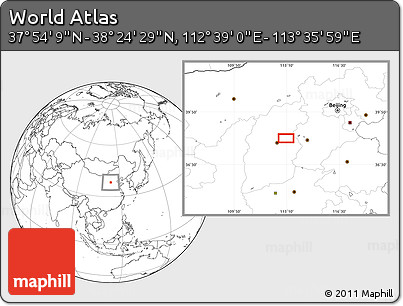 Blank Location Map of the Area around 38° 9' 19" N, 113° 7' 30" E