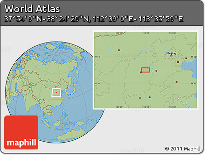 Savanna Style Location Map of the Area around 38° 9' 19" N, 113° 7' 30" E