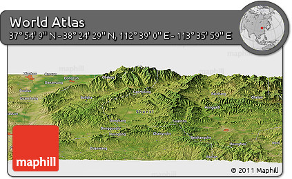 Satellite Panoramic Map of the Area around 38° 9' 19" N, 113° 7' 30" E