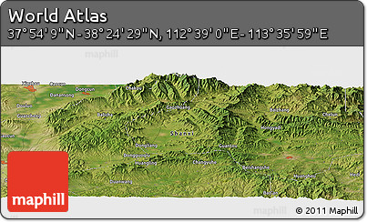 Satellite Panoramic Map of the Area around 38° 9' 19" N, 113° 7' 30" E