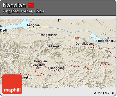 Shaded Relief Panoramic Map of Nandian