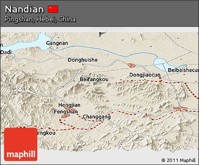 Shaded Relief Panoramic Map of Nandian