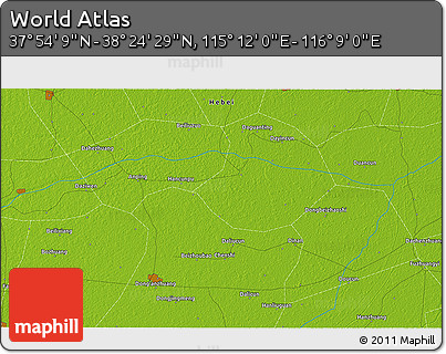 Physical 3D Map of the Area around 38° 9' 19" N, 115° 40' 30" E