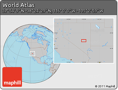Gray Location Map of the Area around 38° 9' 19" N, 115° 31' 30" W