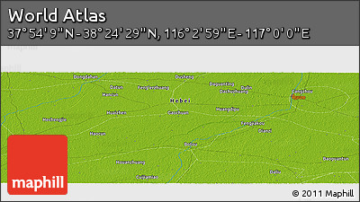 Physical Panoramic Map of the Area around 38° 9' 19" N, 116° 31' 30" E