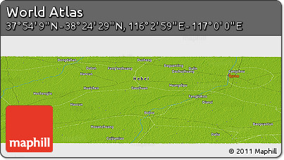 Physical Panoramic Map of the Area around 38° 9' 19" N, 116° 31' 30" E