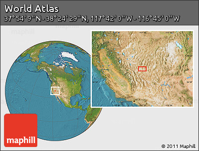 Satellite Location Map of the Area around 38° 9' 19" N, 117° 13' 29" W