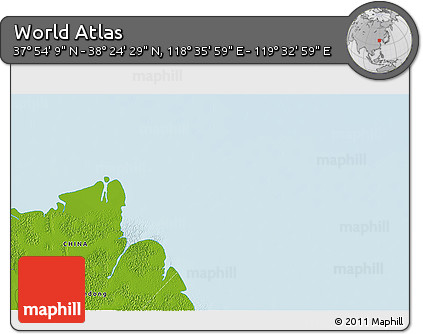 Physical 3D Map of the Area around 38° 9' 19" N, 119° 4' 29" E