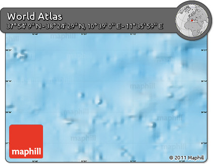 Physical Map of the Area around 38° 9' 19" N, 11° 7' 30" E