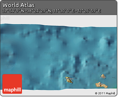 Satellite 3D Map of the Area around 38° 9' 19" N, 11° 58' 29" E