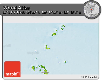 Physical 3D Map of the Area around 38° 9' 19" N, 120° 46' 30" E