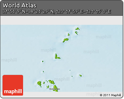 Physical 3D Map of the Area around 38° 9' 19" N, 120° 46' 30" E