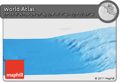 Physical Panoramic Map of the Area around 38° 9' 19" N, 124° 1' 30" W