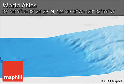 Physical Panoramic Map of the Area around 38° 9' 19" N, 124° 1' 30" W