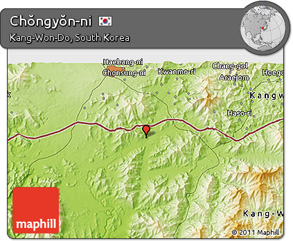 Physical 3D Map of Chŏngyŏn-ni