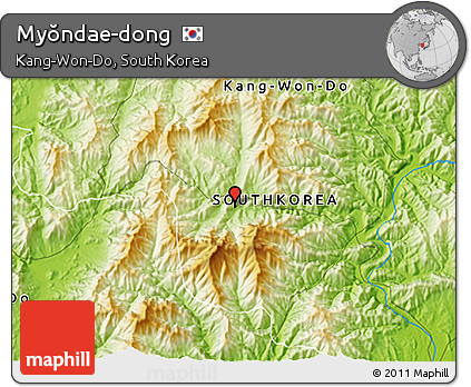 Physical 3D Map of Myŏndae-dong