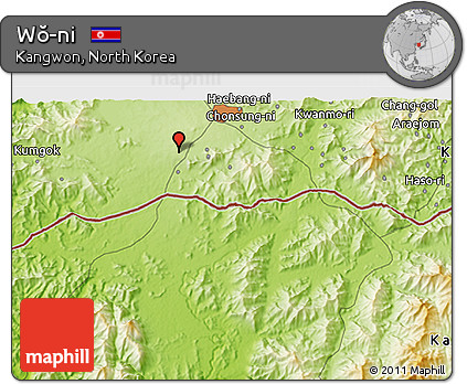 Physical 3D Map of Wŏ-ni