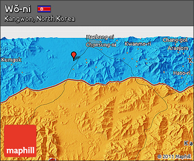 Political 3D Map of Wŏ-ni
