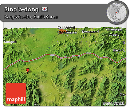 Satellite 3D Map of Sinp'o-dong