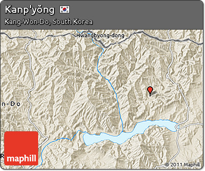Shaded Relief 3D Map of Kanp'yŏng