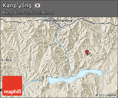 Shaded Relief 3D Map of Kanp'yŏng