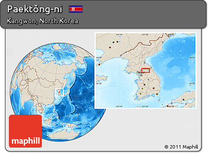 Shaded Relief Location Map of Paektŏng-ni