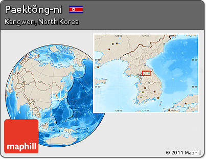 Shaded Relief Location Map of Paektŏng-ni