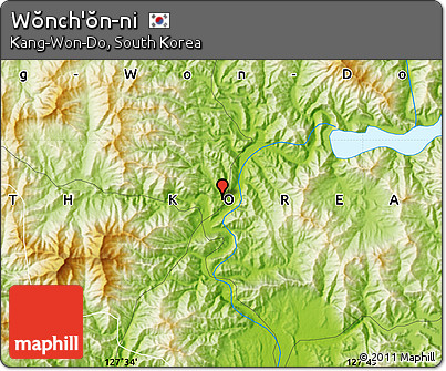 Physical Map of Wŏnch'ŏn-ni